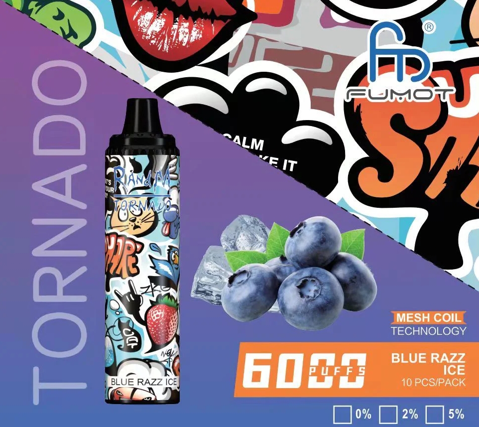 RandM Tornado 6000 Puffs Vape - الجليد الأزرق: تجربة فيب ممتعة ومنعشة في قلب الكويت